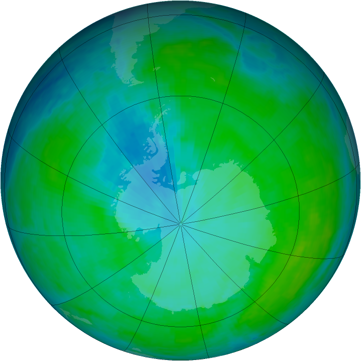 Antarctic ozone map for 09 January 1993